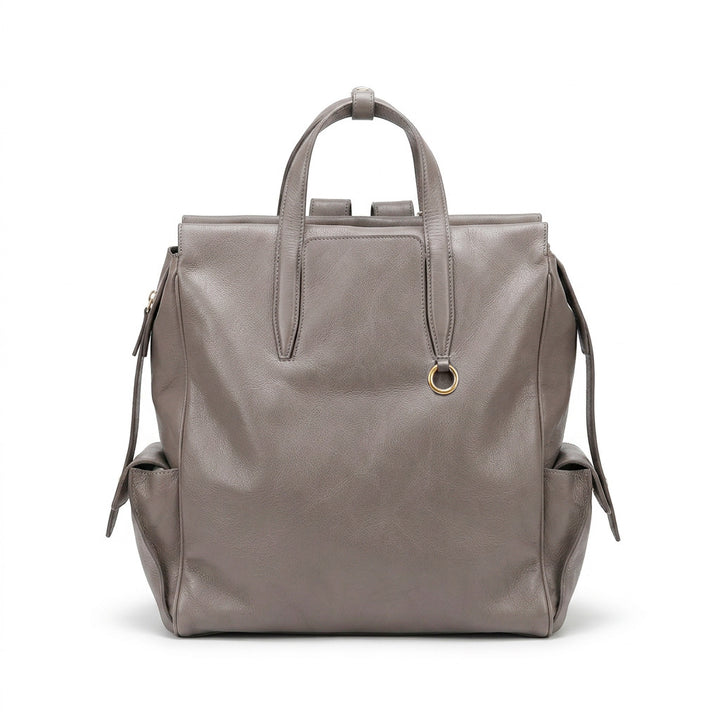 Vegetable Tanned Leather Backpack Large Top Handle Work Bag with Laptop Compartment