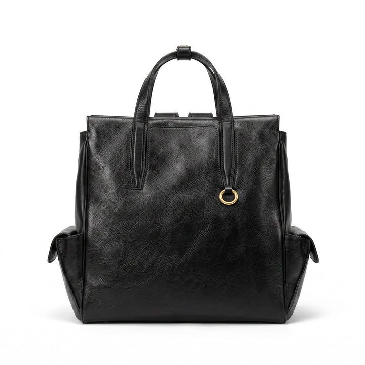 Vegetable-Tanned Leather Convertible Backpack Tote Laptop Work Bag with Luggage Sleeve