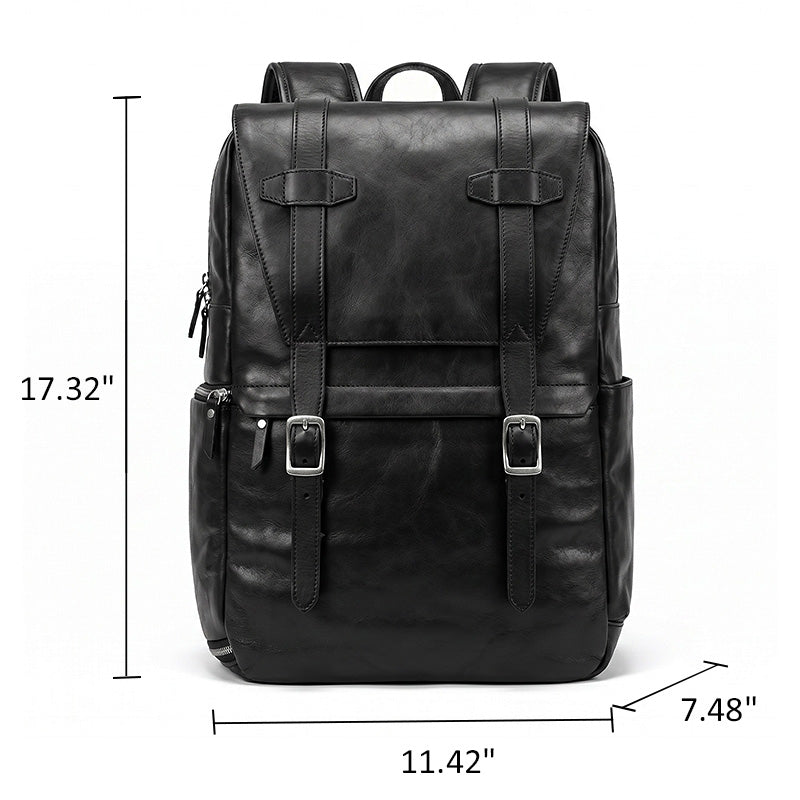 Vegetable-Tanned Leather Camera Backpack Photography Bag with Laptop Compartment