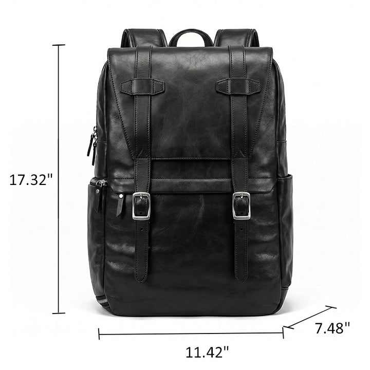 Vegetable-Tanned Leather Camera Backpack Photography Bag with Laptop Compartment
