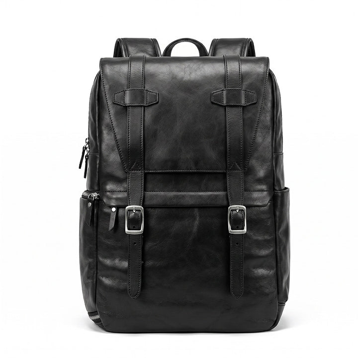 Vegetable-Tanned Leather Camera Backpack Photography Bag with Laptop Compartment