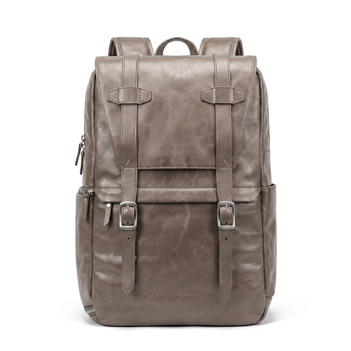 Vegetable-Tanned Leather Camera Backpack Photography Bag with Laptop Compartment
