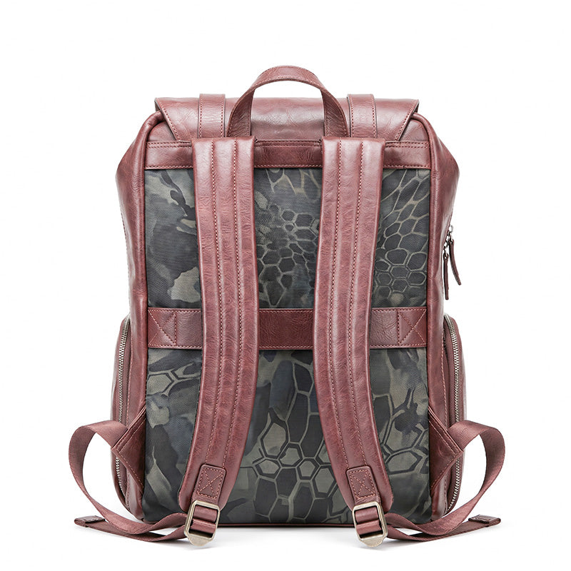 Vegetable-Tanned Leather Camera Backpack Photography Bag with Laptop Compartment