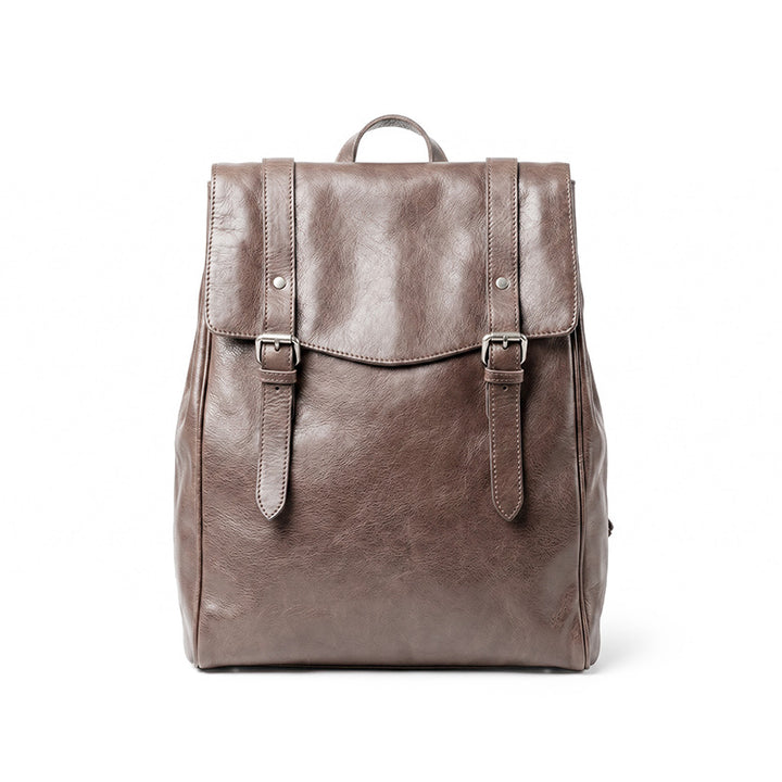Vegetable-Tanned Leather Flap Backpack  Large Capacity Backpack for Women &amp; Men