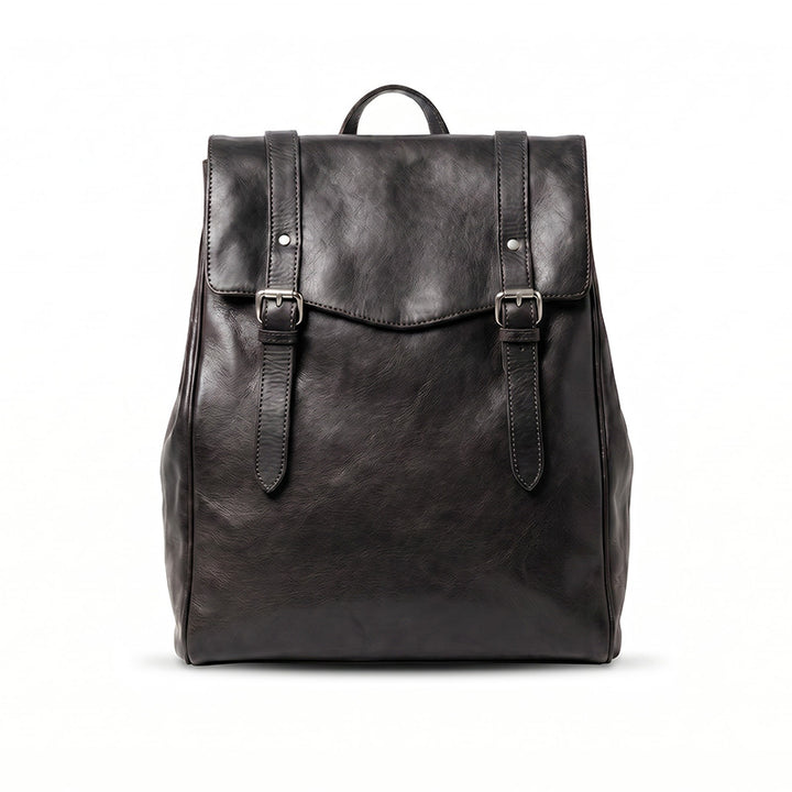 Vegetable-Tanned Leather Flap Backpack  Large Capacity Backpack for Women &amp; Men