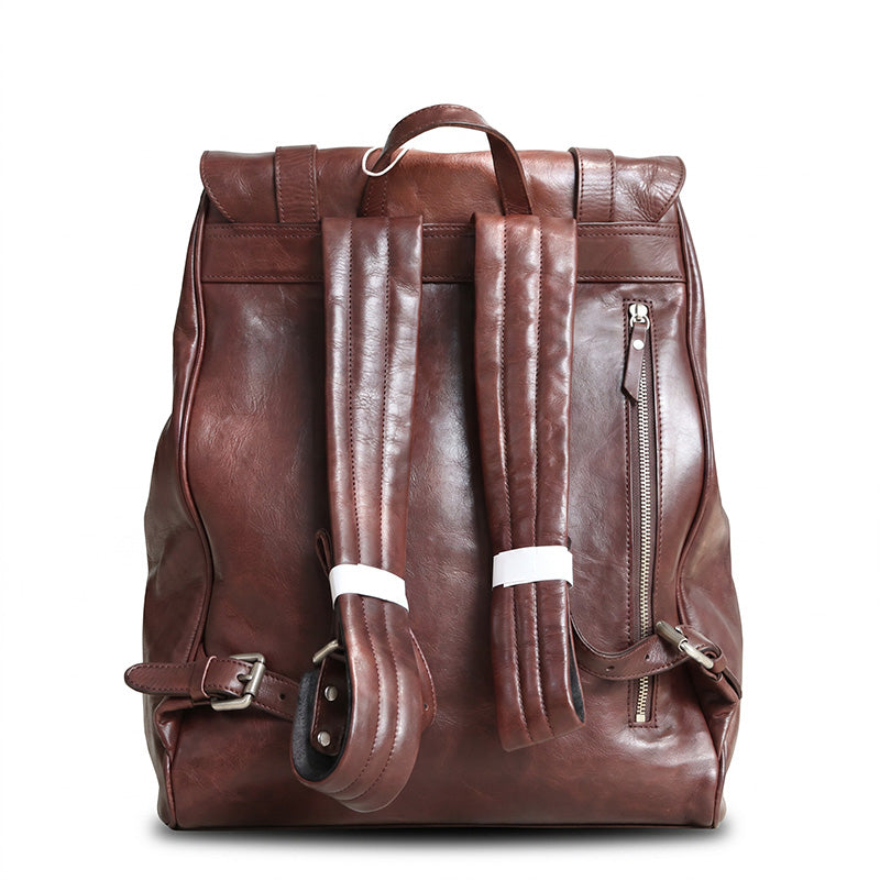 Vegetable-Tanned Leather Flap Backpack  Large Capacity Backpack for Women &amp; Men
