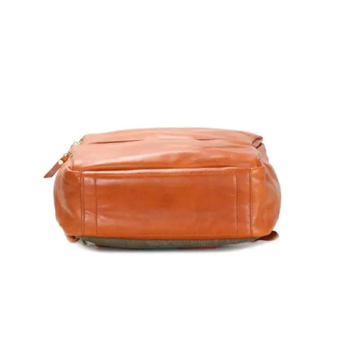 Vegetable-Tanned Leather Commuter Backpack Multi-Pocket Laptop Bag for Men &amp; Women