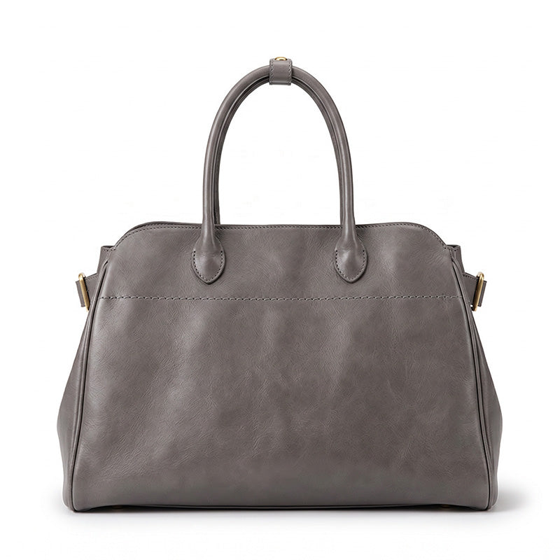 Vegetable Tanned Leather Boston Bag Large Shoulder Crossbody Handbag for Women
