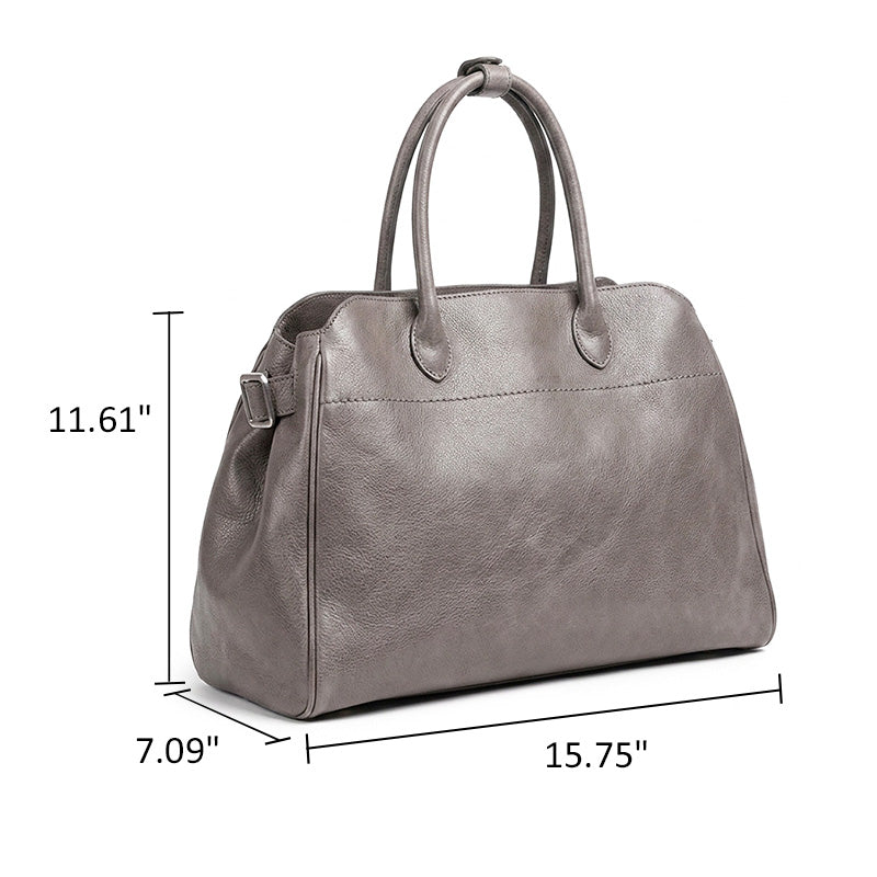 Vegetable Tanned Leather Boston Bag Large Shoulder Crossbody Handbag for Women