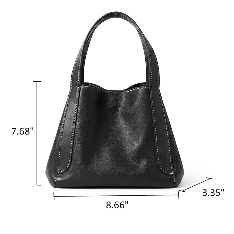 Small Vegetable-Tanned Leather Bucket Bag Magnetic Closure Crossbody Handbag for Women
