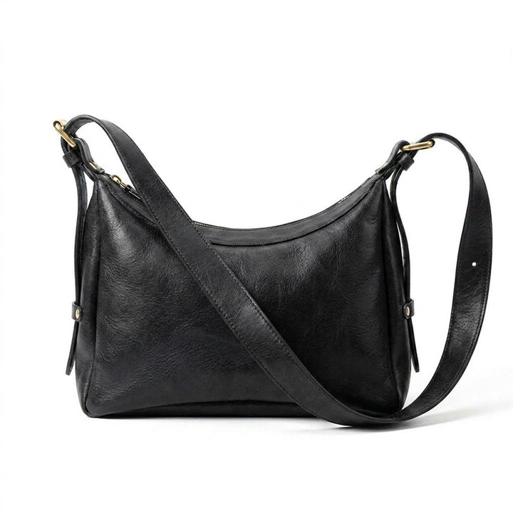 Vegetable Tanned Leather Hobo Bag Zip Crescent Shoulder Crossbody Bag for Women