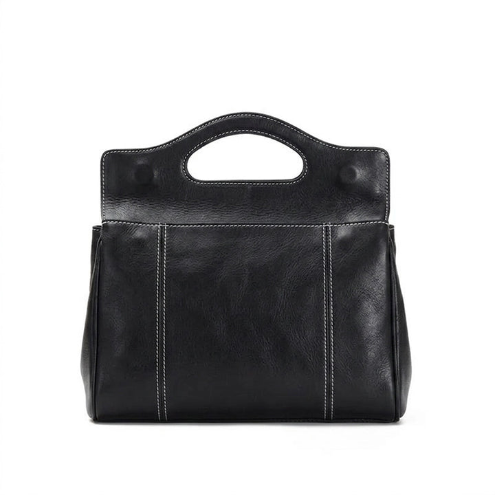 Leather Flap Bag with Cut-Out Top Handle Convertible Shoulder &amp; Crossbody Handbag