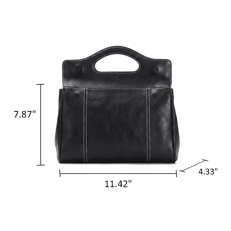 Leather Flap Bag with Cut-Out Top Handle Convertible Shoulder &amp; Crossbody Handbag