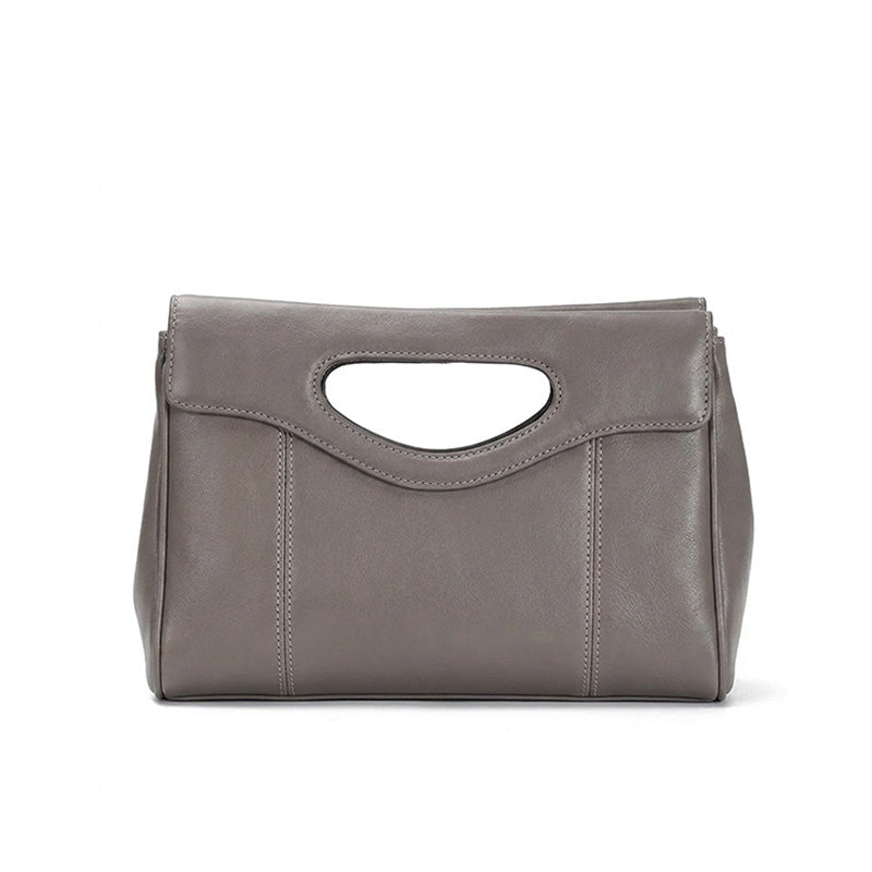 Leather Flap Bag with Cut-Out Top Handle Convertible Shoulder &amp; Crossbody Handbag