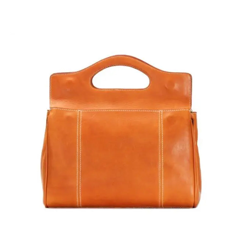 Leather Flap Bag with Cut-Out Top Handle Convertible Shoulder &amp; Crossbody Handbag