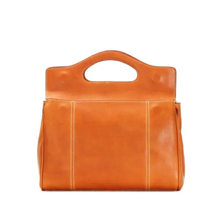 Leather Flap Bag with Cut-Out Top Handle Convertible Shoulder &amp; Crossbody Handbag