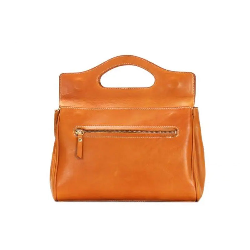 Leather Flap Bag with Cut-Out Top Handle Convertible Shoulder &amp; Crossbody Handbag