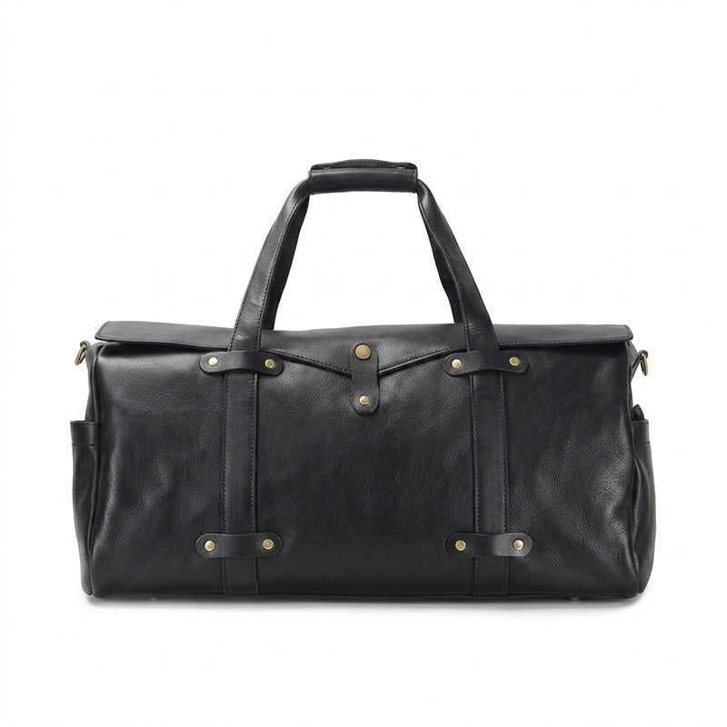 Vegetable-Tanned Leather Duffle Bag Large Boston Weekender Bag for Women &amp; Men