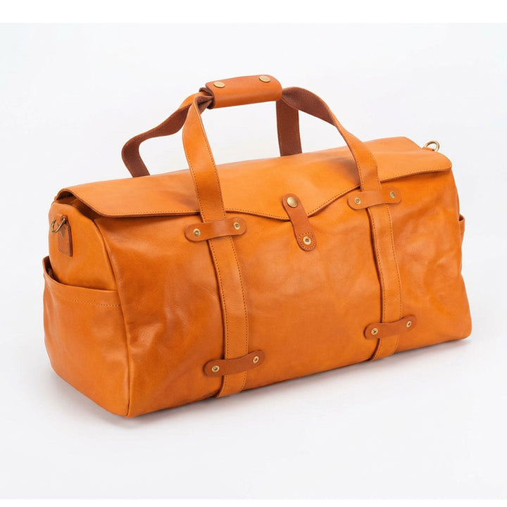 Vegetable-Tanned Leather Duffle Bag Large Boston Weekender Bag for Women &amp; Men