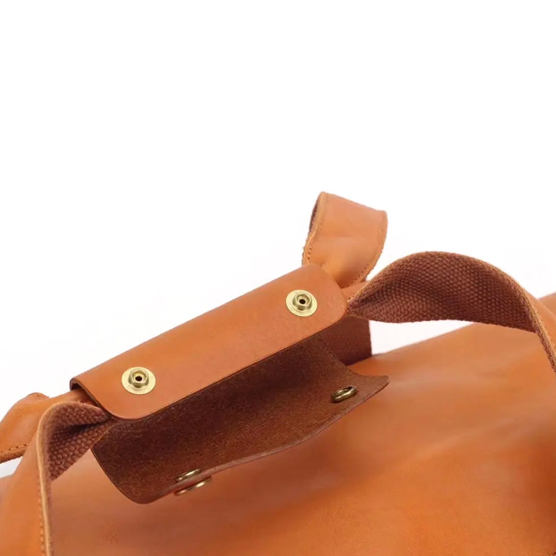 Vegetable-Tanned Leather Duffle Bag Large Boston Weekender Bag for Women &amp; Men