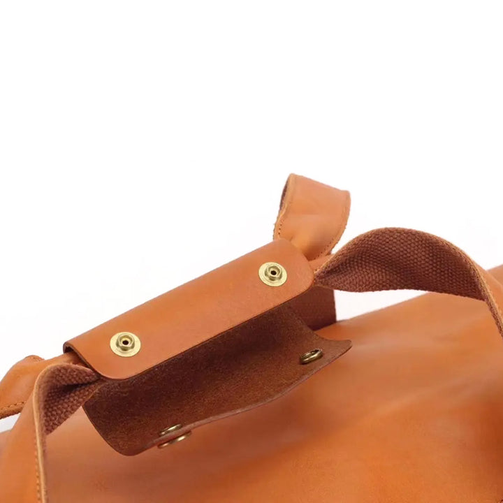 Vegetable-Tanned Leather Duffle Bag Large Boston Weekender Bag for Women &amp; Men