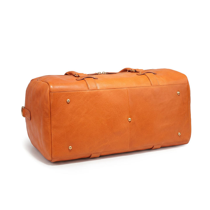 Vegetable-Tanned Leather Duffle Bag Large Boston Weekender Bag for Women &amp; Men