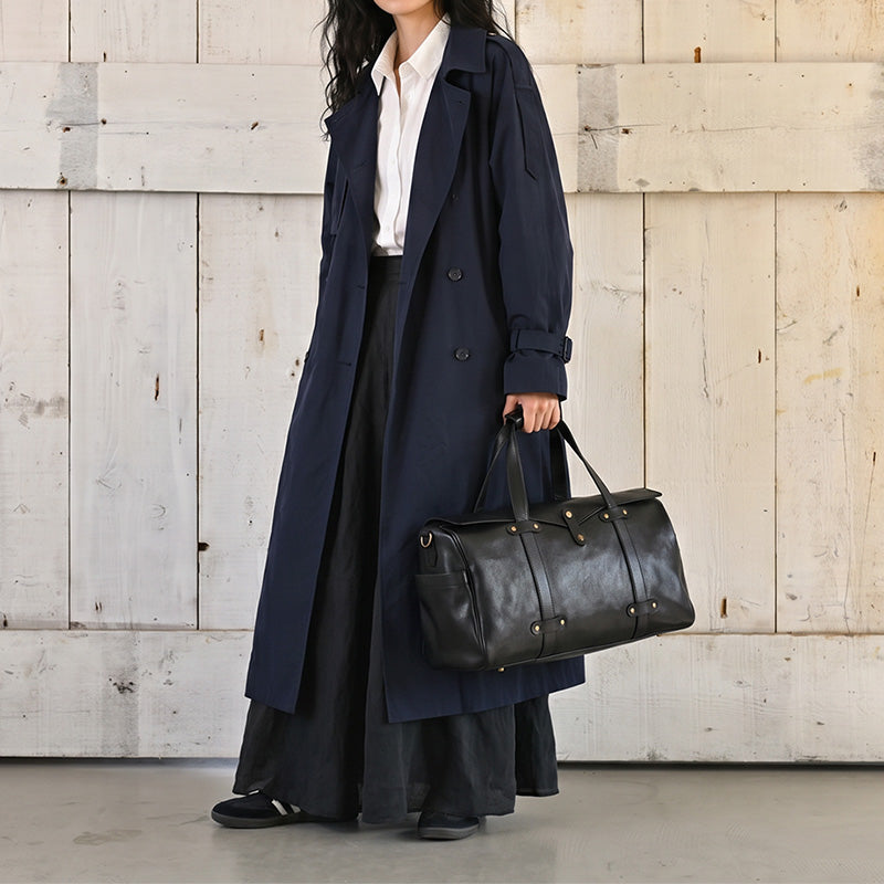 Vegetable-Tanned Leather Duffle Bag Large Boston Weekender Bag for Women &amp; Men