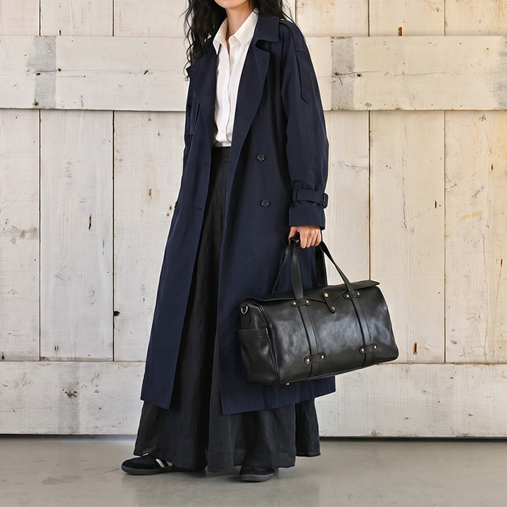 Vegetable-Tanned Leather Duffle Bag Large Boston Weekender Bag for Women &amp; Men