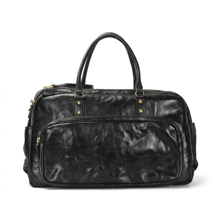 Leather Duffle Bag Vegetable-Tanned Boston Weekender &amp; Overnight Bag for Women &amp; Men