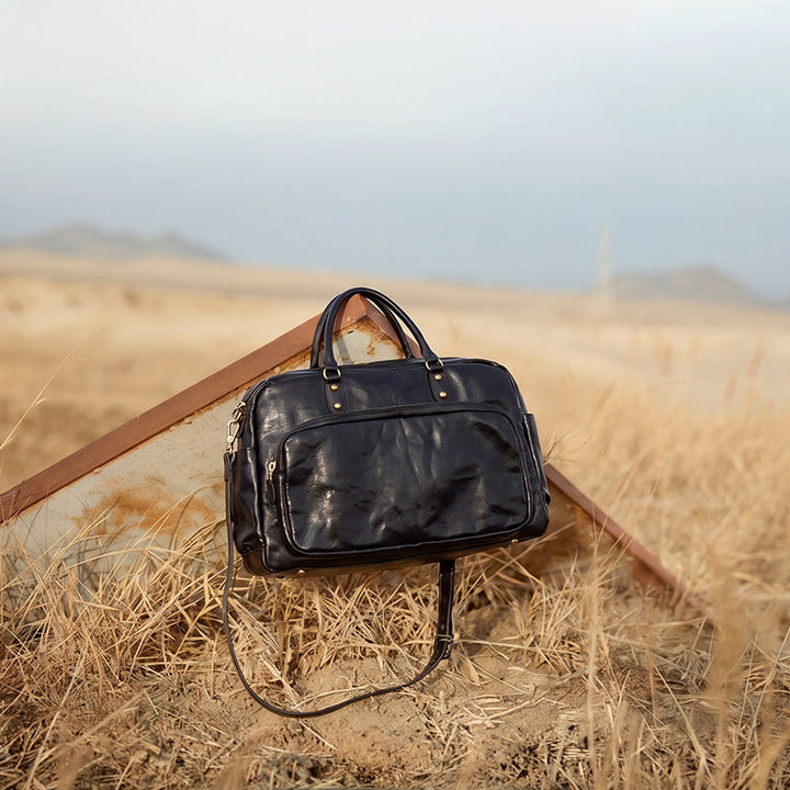 Leather Duffle Bag Vegetable-Tanned Boston Weekender &amp; Overnight Bag for Women &amp; Men
