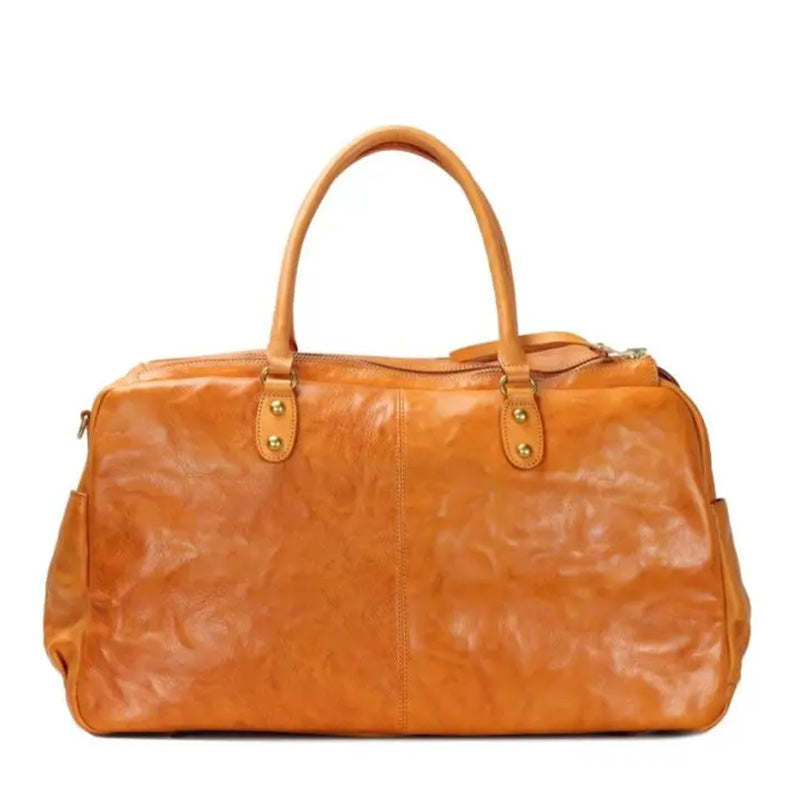 Leather Duffle Bag Vegetable-Tanned Boston Weekender &amp; Overnight Bag for Women &amp; Men