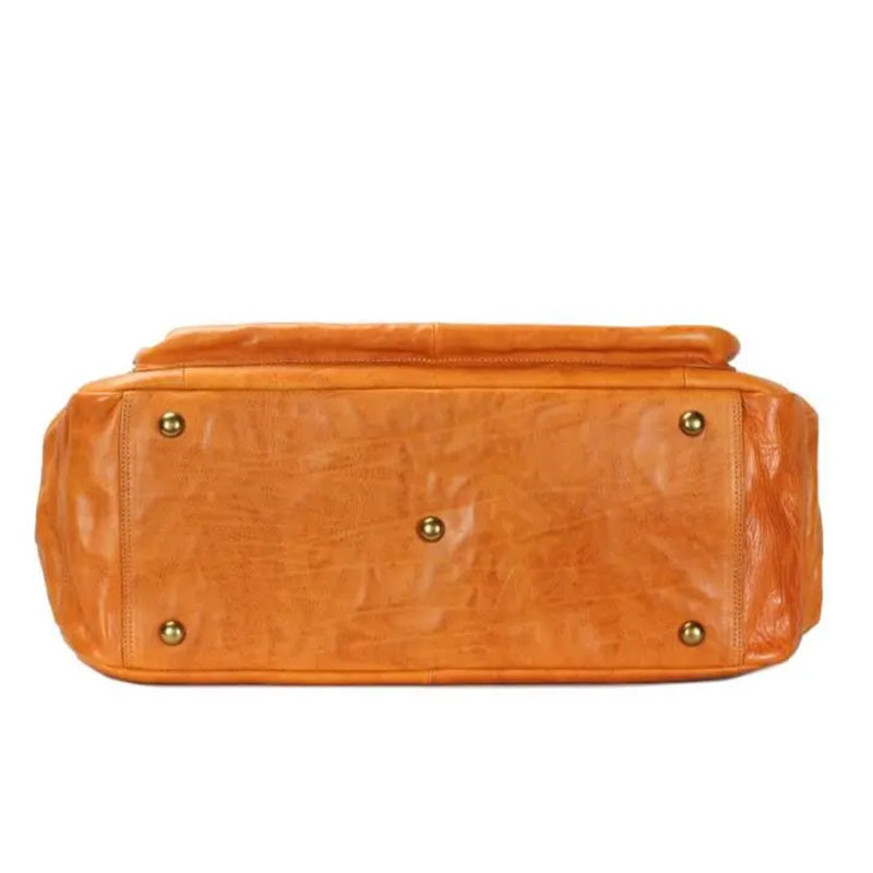 Leather Duffle Bag Vegetable-Tanned Boston Weekender &amp; Overnight Bag for Women &amp; Men