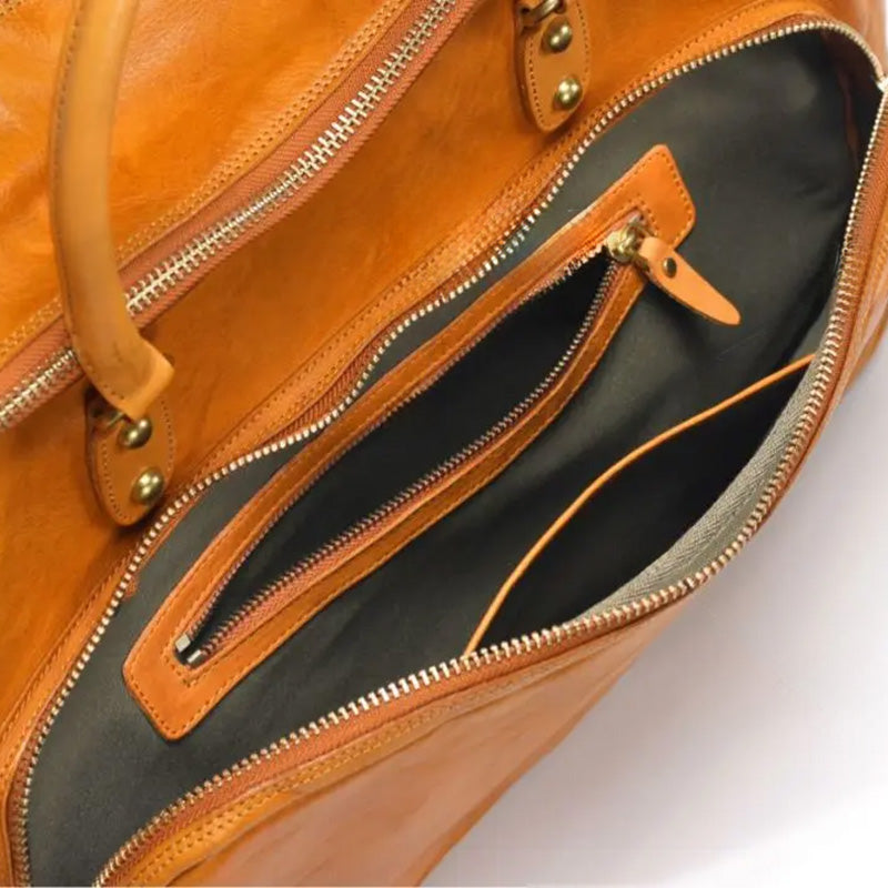 Leather Duffle Bag Vegetable-Tanned Boston Weekender &amp; Overnight Bag for Women &amp; Men