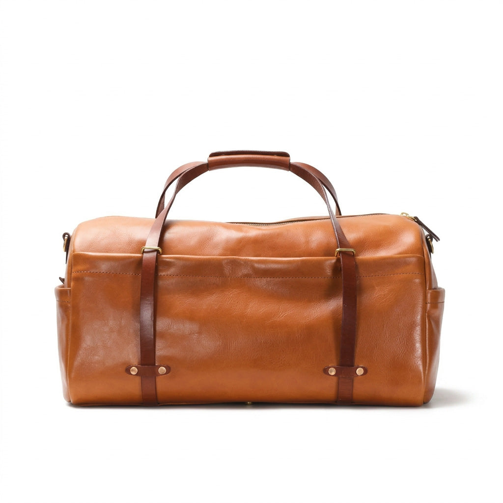 Large Leather Duffle Bag Vegetable-Tanned Weekender Travel Bag for Men &amp; Women