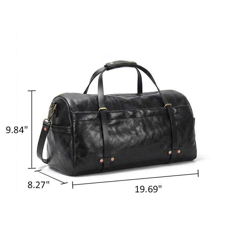Large Leather Duffle Bag Vegetable-Tanned Weekender Travel Bag for Men &amp; Women