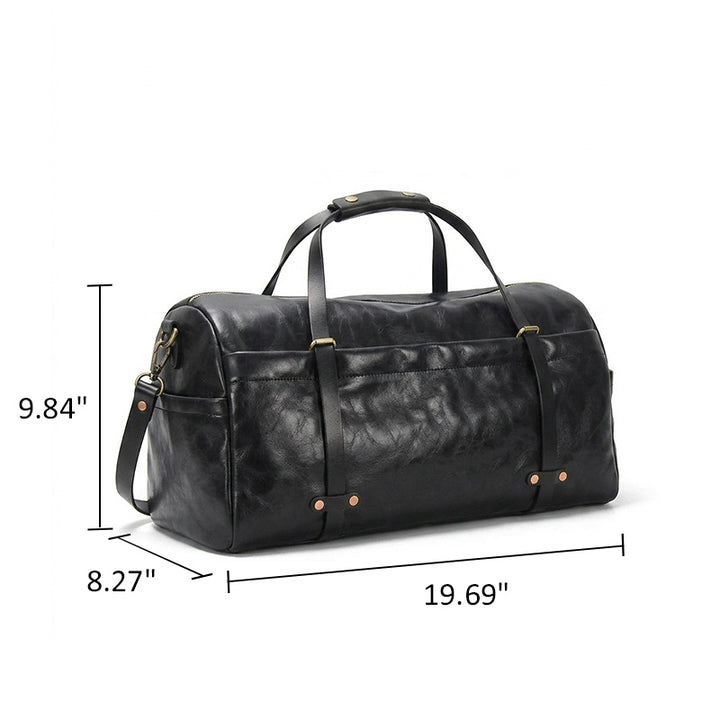 Large Leather Duffle Bag Vegetable-Tanned Weekender Travel Bag for Men &amp; Women