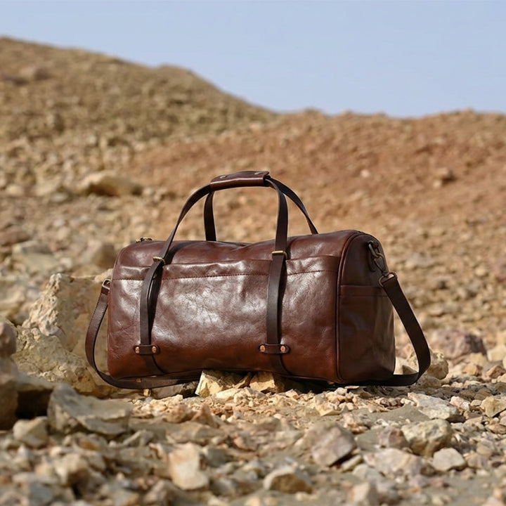 Large Leather Duffle Bag Vegetable-Tanned Weekender Travel Bag for Men &amp; Women