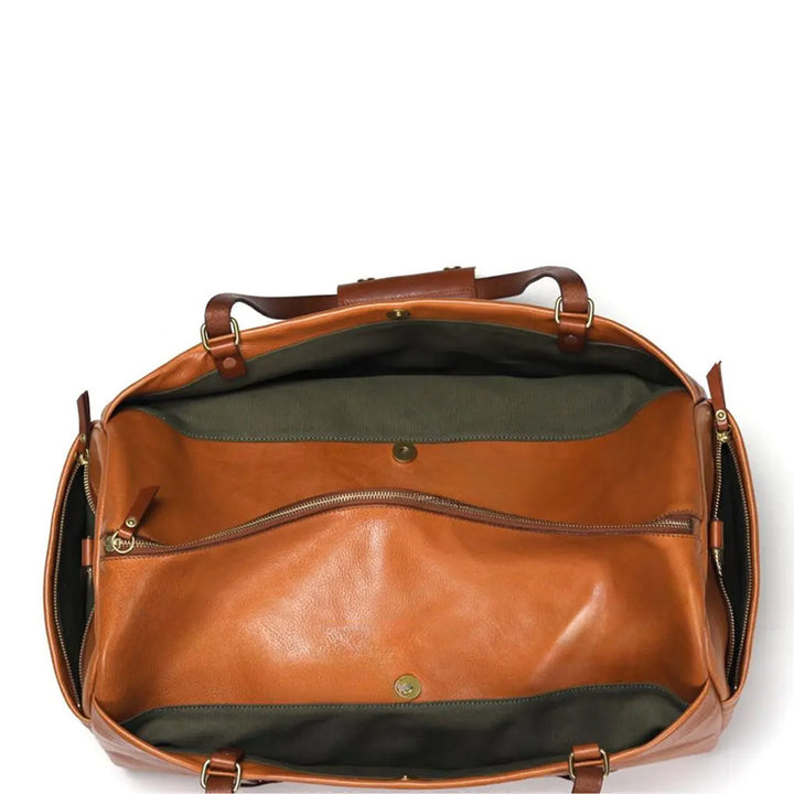 Large Leather Duffle Bag Vegetable-Tanned Weekender Travel Bag for Men &amp; Women