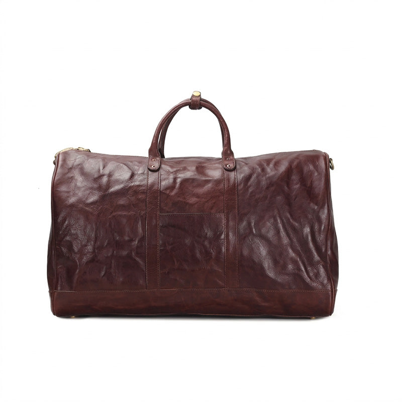 Oversized Leather Duffle Bag Vegetable-Tanned Weekender Travel Bag for Men &amp; Women