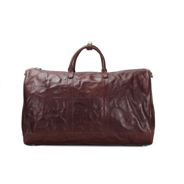 Oversized Leather Duffle Bag Vegetable-Tanned Weekender Travel Bag for Men &amp; Women