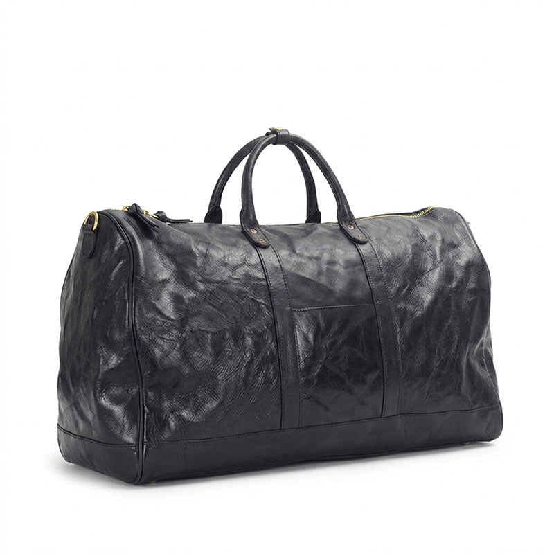 Oversized Leather Duffle Bag Vegetable-Tanned Weekender Travel Bag for Men &amp; Women