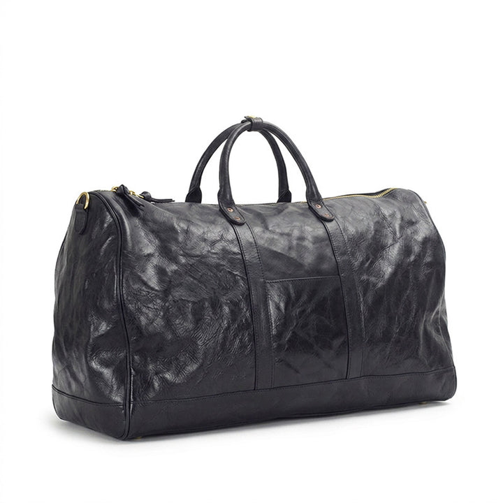 Oversized Leather Duffle Bag Vegetable-Tanned Weekender Travel Bag for Men &amp; Women