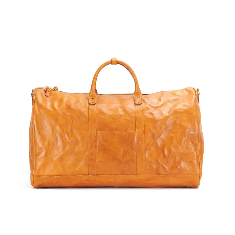 Oversized Leather Duffle Bag Vegetable-Tanned Weekender Travel Bag for Men &amp; Women