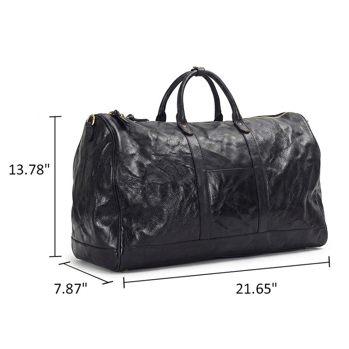Oversized Leather Duffle Bag Vegetable-Tanned Weekender Travel Bag for Men &amp; Women