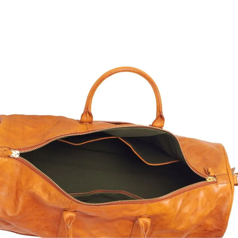 Oversized Leather Duffle Bag Vegetable-Tanned Weekender Travel Bag for Men &amp; Women