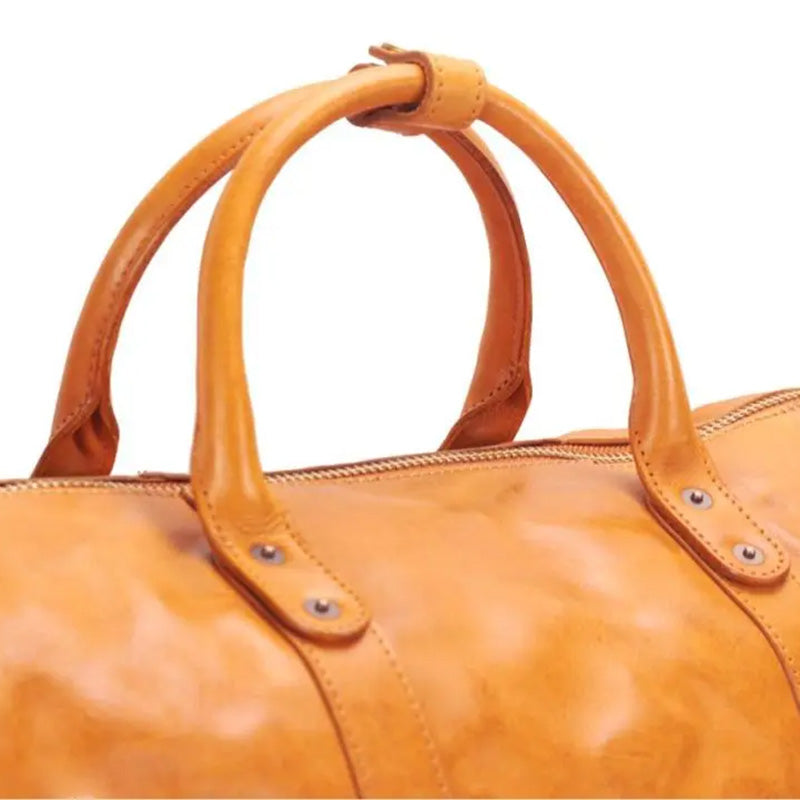 Oversized Leather Duffle Bag Vegetable-Tanned Weekender Travel Bag for Men &amp; Women