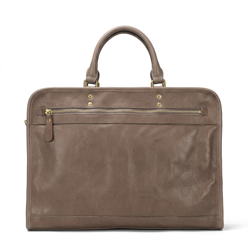 Leather Briefcase for Women &amp; Men Vegetable-Tanned Laptop Shoulder Bag 15 Inch