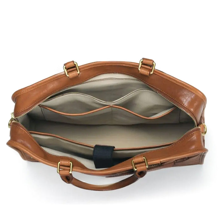 Leather Briefcase for Women &amp; Men Vegetable-Tanned Laptop Shoulder Bag 15 Inch