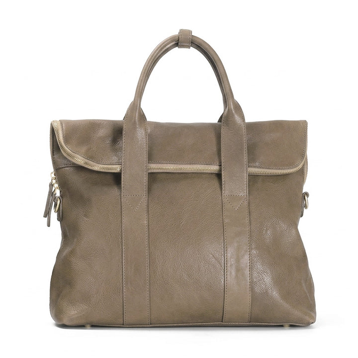 Leather Handbag Flap Satchel Everyday Shoulder Bag Vegetable-Tanned with Detachable Strap