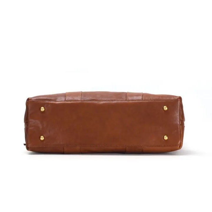 Leather Handbag Flap Satchel Everyday Shoulder Bag Vegetable-Tanned with Detachable Strap